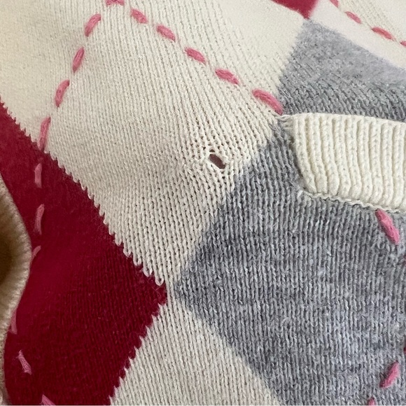 ESPRIT Y2K Schoolboy Preppy Argyle Sweater Long Vest With Snaps Size Medium - Picture 6 of 13